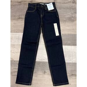 Cat & Jack Jeans Girls Size 6X Navy Super Stretch Adjustable Waist Straight Leg